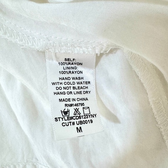 4SI3NNA White Lace Cold Shoulder Embroidered Eyelet Boho Bridal Mini Dress M - Picture 4 of 5